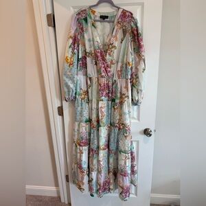 Eloquii Multicolor Floral Long Sleeve Dress